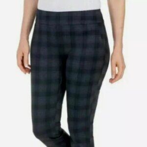 Hilary Radley Stretch Black & Gray Plaid Ponte Trouser Jeggings, S